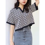 ブラック | モノグラムハーフスリーブニットポロ | MURUA