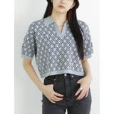 ブルー | モノグラムハーフスリーブニットポロ | MURUA