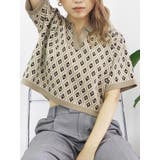 ベージュ | モノグラムハーフスリーブニットポロ | MURUA