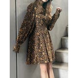 イエロー | リーフフラワープリントワンピース | MURUA