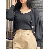 ブラック | ボリュームスリーブカーデ×キャミSET【セットアイテム】 | MURUA