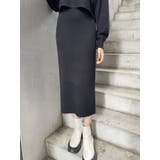 ブラック | バックスリットニットナロースカート | MURUA