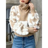 ベージュ | フロントZIPフェザーニット | MURUA