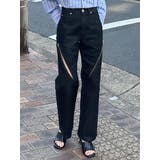 ブラック | デザインジップカットデニム | MURUA