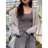 グレー | シアーシャイニーボリュームスリーブシャツ | MURUA