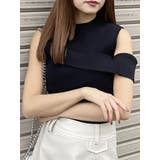 ブラック | ワンサイドドロップニットトップス | MURUA
