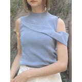 ブルー | ワンサイドドロップニットトップス | MURUA