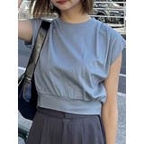 ブルー | タックワイドショルダートップス | MURUA