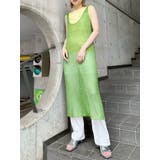 グリーン | メタリックメッシュロングワンピース | MURUA