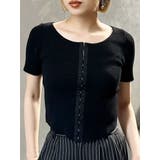 ブラック | ホックデザインハーフスリーブニット | MURUA