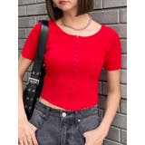 レッド | ホックデザインハーフスリーブニット | MURUA