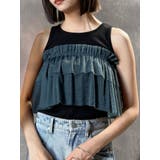 ブラック | チュールフリルレイヤードタンクトップ | MURUA