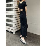 ブラック | アシメネックバックオープンワンピース | MURUA