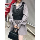 フェイクレザーベスト×シャツワンピースSET | MURUA | 詳細画像1