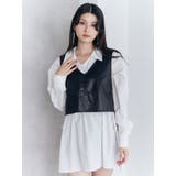 フェイクレザーベスト×シャツワンピースSET | MURUA | 詳細画像3