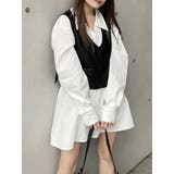 ブラック | フェイクレザーベスト×シャツワンピースSET | MURUA