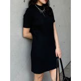 ブラック | ハーフスリーブフィットミニワンピース | MURUA