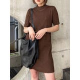 ブラウン | ハーフスリーブフィットミニワンピース | MURUA