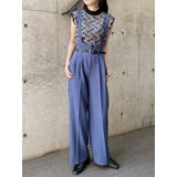 ブルー | フェイクレザーベルトサスペンダーパンツ | MURUA