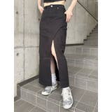 ブラック | デニムフロントオープンロングスカート | MURUA