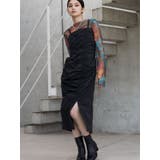 ブラック | アシメギャザーキャミワンピース | MURUA