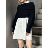 ブラック | オフショルニット×ミニシャツワンピSET | MURUA