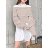 ベージュ | オフショルニット×ミニシャツワンピSET | MURUA