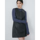 ブラック | フェイクレザーホックミニワンピース | MURUA