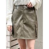 カーキ | ヴィンテージライクフェイクレザーミニスカート | MURUA