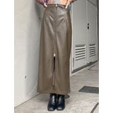 ブラウン | マルチウェイナローフェイクレザースカート | MURUA