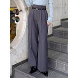 グレー | フェイクレザーベルトハイウエストパンツ | MURUA