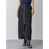 ブラック | ファスナースリットギャザースカート | MURUA