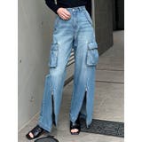 ブルー | ジップヘムカーゴデニムパンツ | MURUA