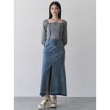 パターンデザインデニムロングスカート | MURUA | 詳細画像4 