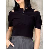 ブラック | ZIPカシュクールハーフニット | MURUA