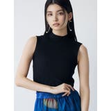ブラック | リブデザインハイネックノースリーブニット | MURUA