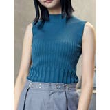 ブルー | リブデザインハイネックノースリーブニット | MURUA