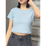 ブルー | テレコロゴクロップドT | MURUA