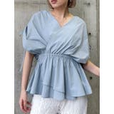 ブルー | ギャザースリーブブラウス | MURUA