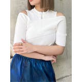 ホワイト | ワンサイドオフショルジップニット | MURUA