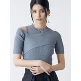 グレー | ワンサイドオフショルジップニット | MURUA