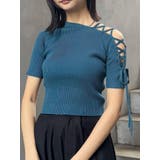 ブルー | レースアップハーフリブニット | MURUA