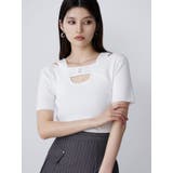 ホワイト | フロントホックレイヤードハーフニット | MURUA