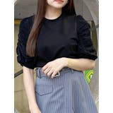 ブラック | ギャザースリーブトップス | MURUA