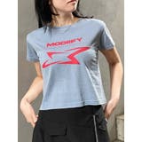 ブルー | シャープモチーフクロップドTシャツ | MURUA