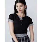 ブラック | ヘンリーネックレイヤードトップス | MURUA