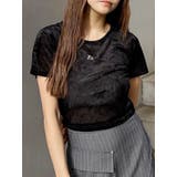 ブラック | クロップドシアーベロアTシャツ | MURUA