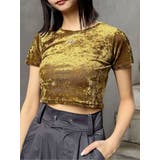 マスタード | クロップドシアーベロアTシャツ | MURUA