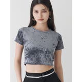 ブルー | クロップドシアーベロアTシャツ | MURUA