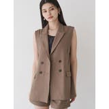 モカ | ピークドラペルダブルミドルジレ【セット販売対象】 | MURUA